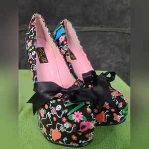 'Dia de Los Muertos' Pinup Couture stilettos Sz 6